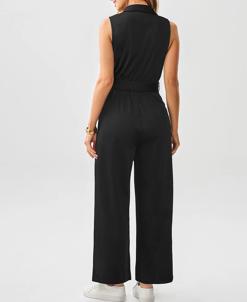 Cupshe Women's Elegant Belted V-Neck Jumpsuit