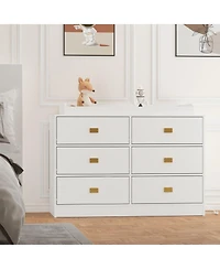 gaomon Dresser for Bedroom with 6 Drawers, Changing Table Dresser with Changing Table Top, Nursery Dresser Diaper Changing Station for Baby