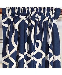 Rlf Home Oblique 100% Cotton Rod Pocket Window Curtain set of 2 Panels 100" x 63" Navy