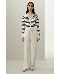 Lilysilk Women's Silk-Cotton Striped Knit Cardigan Set