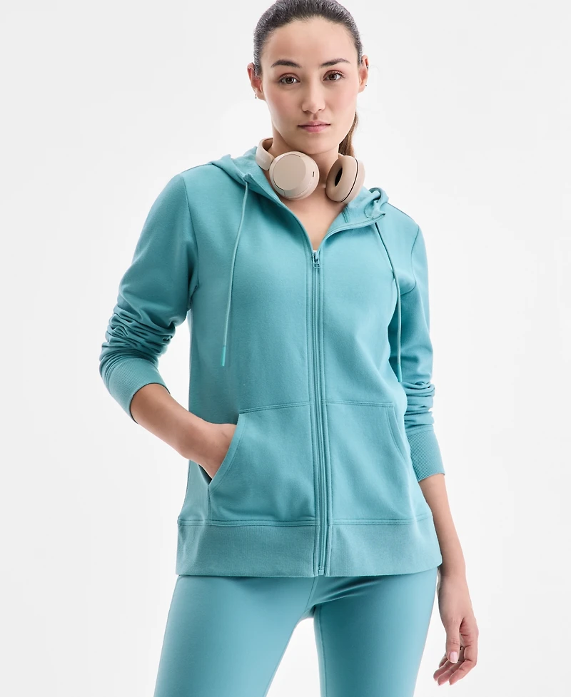 Id Ideology Women's Relaxed Zip-Front Long-Sleeve Fleece Hoodie, Created for Macy's