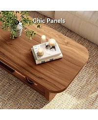 Tribesigns 47-Inch 2-Tier Coffee Table with Storage and Safe Rounded Corners Farmhouse Style