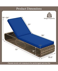 7-Position Adjustable Pe Rattan Outdoor Chaise Lounge Chair