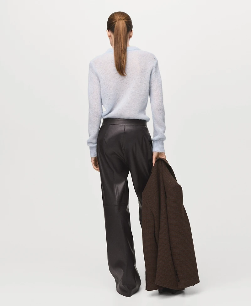 Mango Women's Wide-Leg Faux-Leather Pants