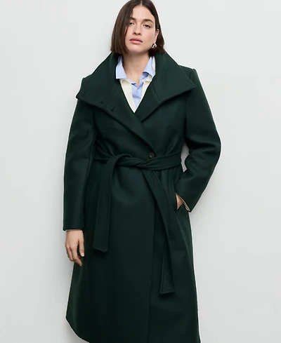 Mango Women's Belt Manteco Wool Coat