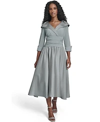 Jessica Howard Women's Rhinestone Cuff Sleeve V-Neck Dress