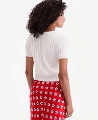 On 34th Women's Short Sleeve Cable-Knit Cardigan, Macy's Exclusive