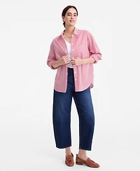 On 34th Women's Embroidered Oversized Poplin Shirt, Macy's Exclusive