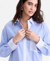 On 34th Women's Contrast Stripe Button-Down Shirt, Macy's Exclusive