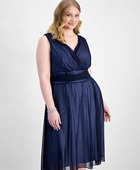 Connected Plus Sleeveless Chiffon Midi Dress
