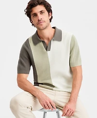 Alfani Men's Cotton Colorblocked Johnny Collar Sweater, Macy's Exclusive
