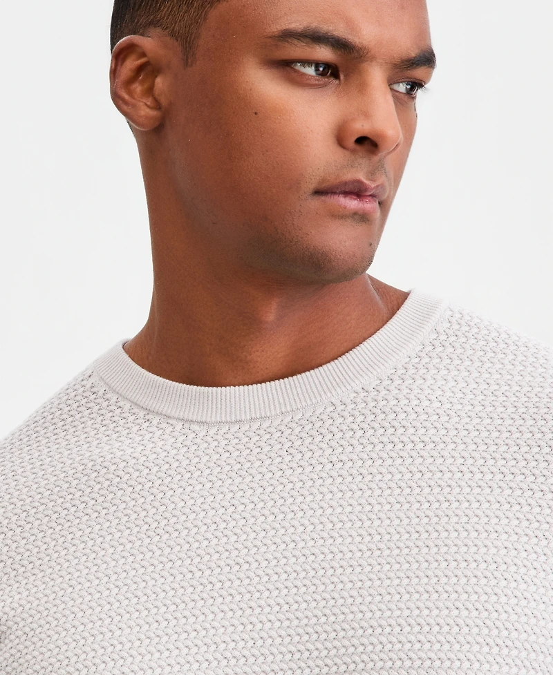 Alfani Men's Cotton Textured Crewneck Long-Sleeve Sweater, Macy's Exclusive