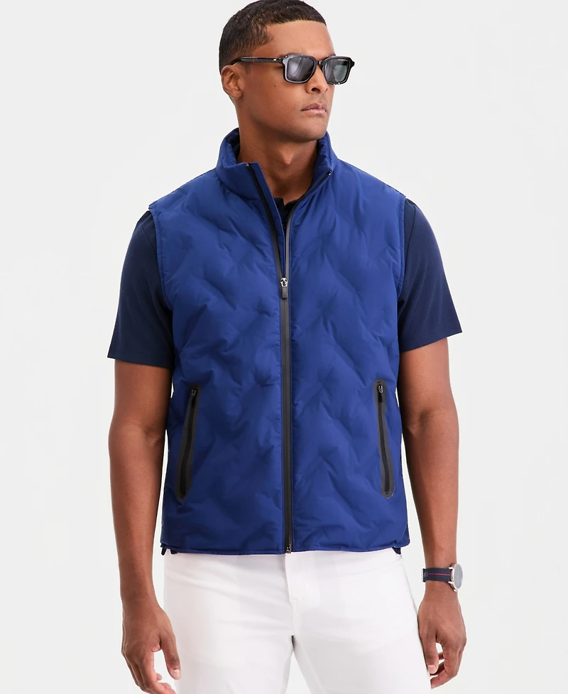 Alfani Men's Welded Alfatech Contrast-Trim Full-Zip Vest, Macy's Exclusive