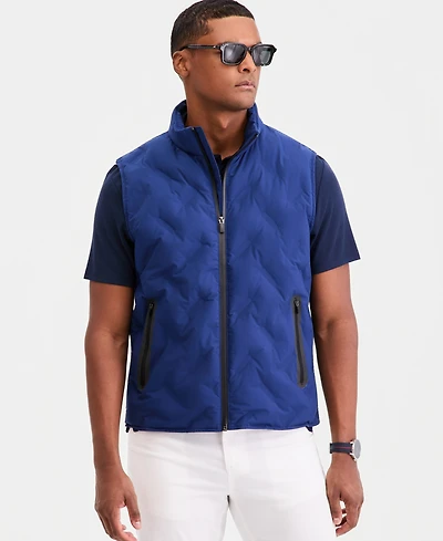 Alfani Men's Welded Alfatech Contrast-Trim Full-Zip Vest, Macy's Exclusive
