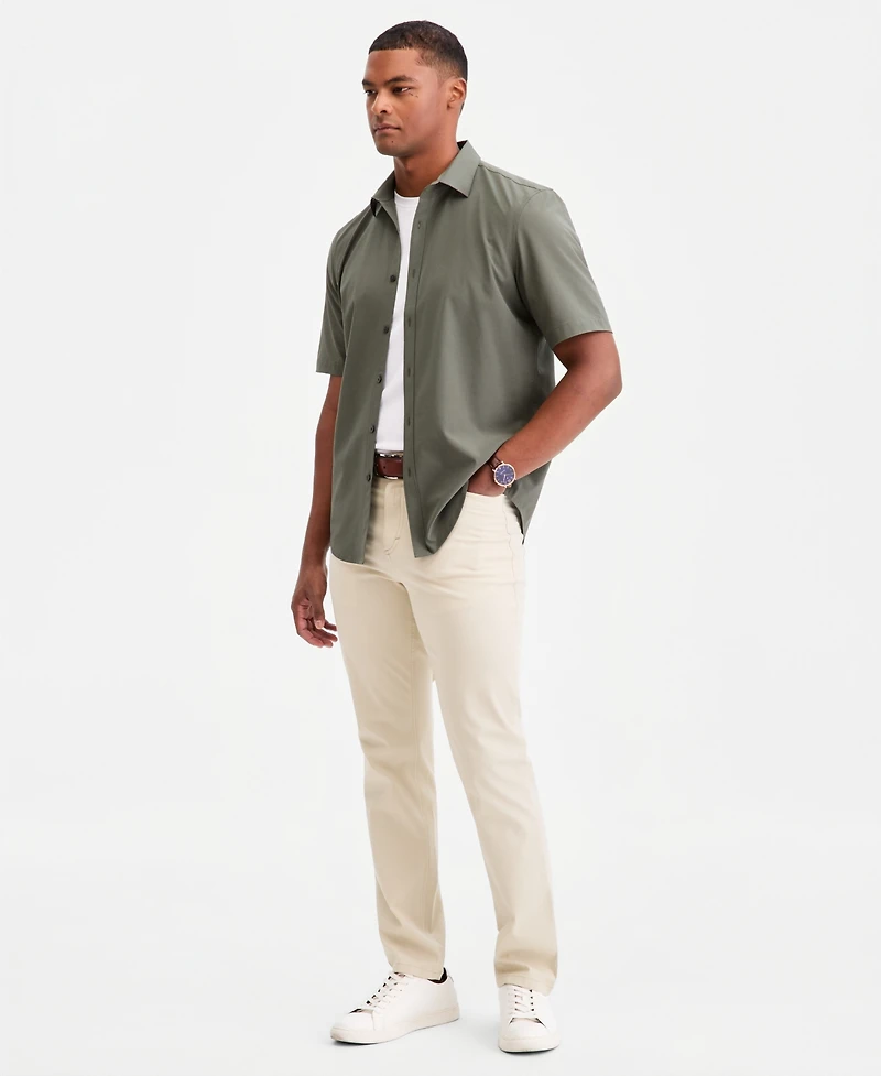 Alfani Men's Breathable Short-Sleeve Button-Down Shirt, Created for Macy's