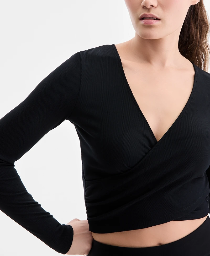 Id Ideology Women's Surplice Reversible Long-Sleeve Top, Macy's Exclusive