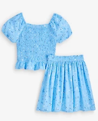 Epic Threads Girls' 5-20 Puff-Sleeve Smocked Top & Skirt, 2-Piece Set, Macy's Exclusive