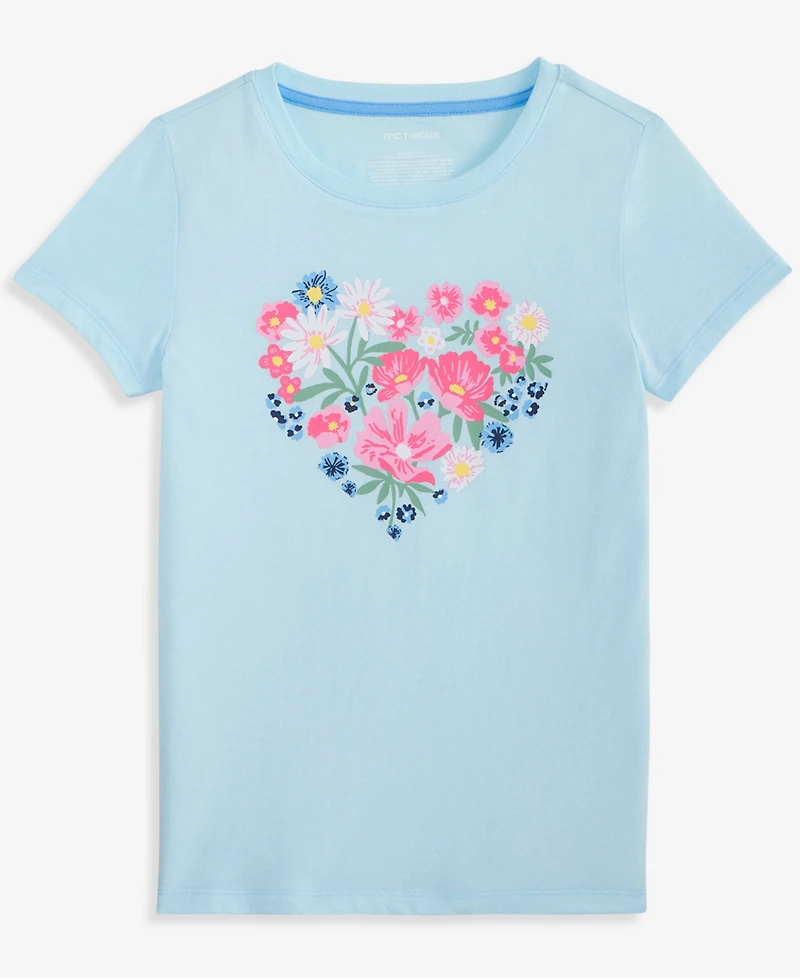 Epic Threads Girls' 5-20 Floral Heart T-Shirt, Macy's Exclusive