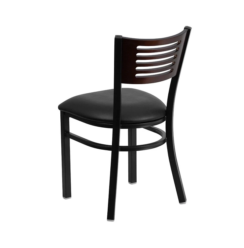 Emma+Oliver Decorative Slat Back Metal Restaurant Dining Chair