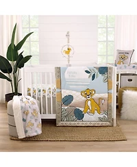 NoJo Disney Lion King Teal, Sage, White and Gold Simba Future King Cotton Photo Op Fitted Crib Sheet