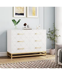 gaomon Large Capacity 6-Drawer Wooden Bedroom Dresser Freestanding Storage Organizer