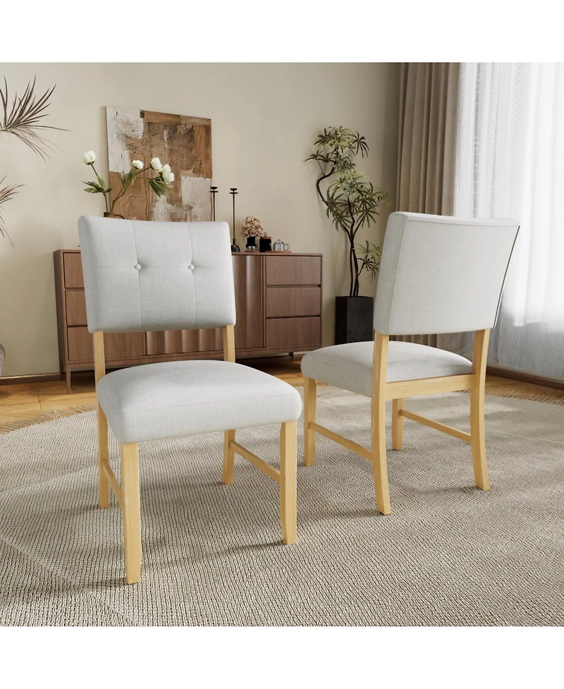 Streamdale Furniture Upholstered Dining Chairs, Set of 4, Beige & Natural Wood
