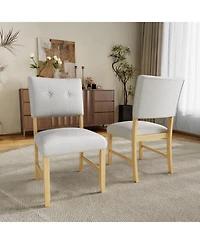 Streamdale Furniture Upholstered Dining Chairs, Set of 4, Beige & Natural Wood