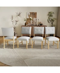 Streamdale Furniture Upholstered Dining Chairs, Set of 4, Beige & Natural Wood