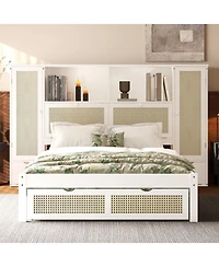 Streamdale Furniture Wooden Platform Bed with Storage Lockers, Drawer, Shelf