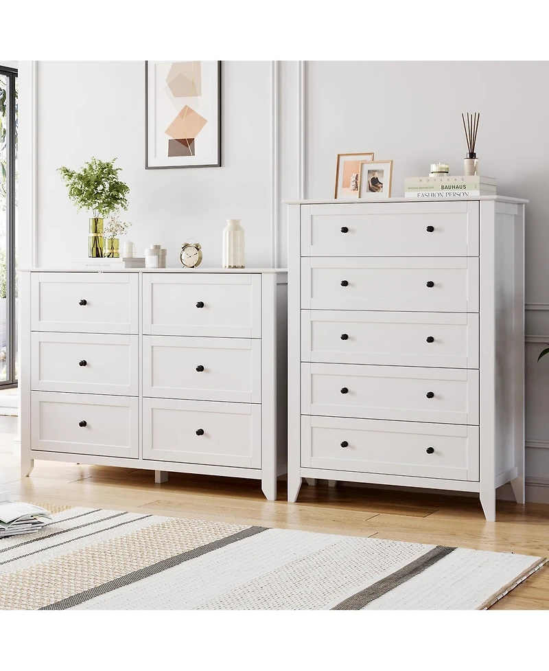 Gaomon 5 Drawer Dresser, Wooden Chest of Drawers for Office