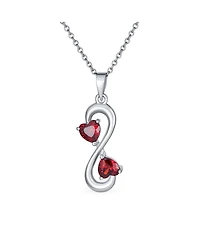 Bling Jewelry Romantic Red Infinity Heart Necklace and Cz Multi-Heart Bracelet Jewelry Set Sterling Silver