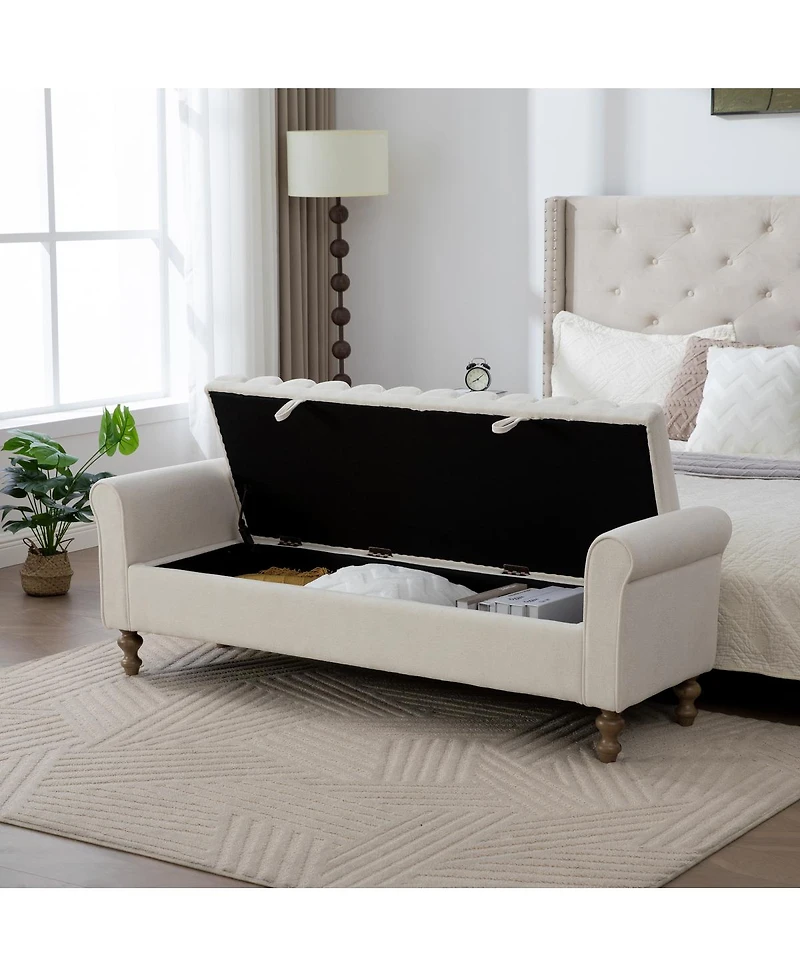Streamdale Furniture Modern Upholstered Storage Bench - Beige