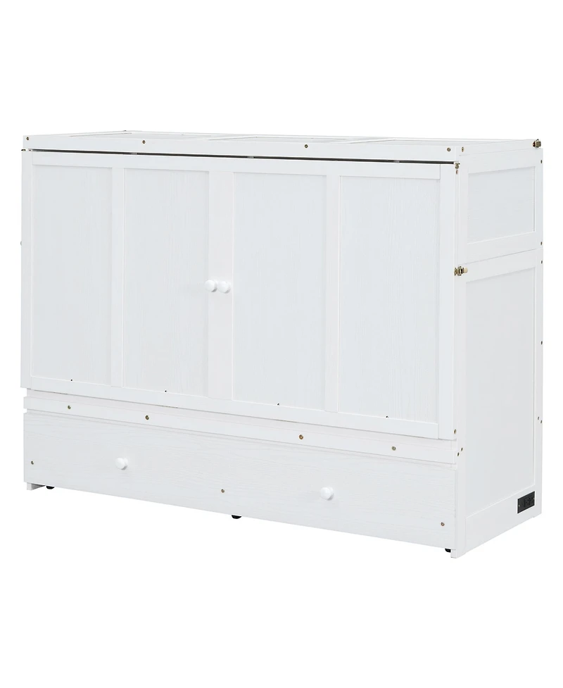 Streamdale Furniture Queen Murphy Bed with Usb Port and a Large Drawer