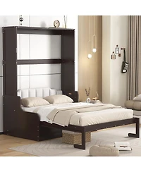 Streamdale Furniture Queen Size Murphy Bed Wall Bed with Cushion, Espresso