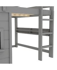 Streamdale Loft Bed with Slide, Bookshelf, Safety Rails