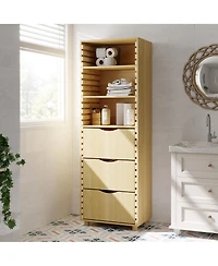 Homsee Bathroom Cabinet With 2 Adjustable Shelves & 3 Drawers