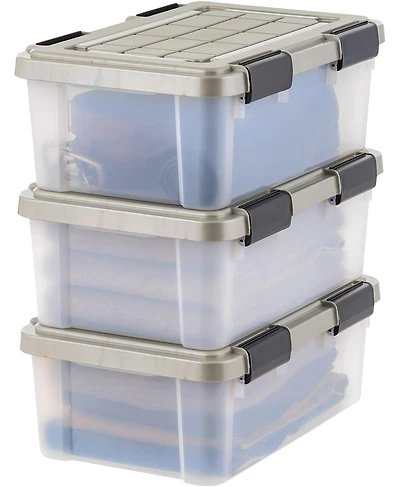 Iris Usa Qt Storage Bins with Gasket Seal Lid, Clear/Chrome