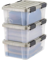 Iris Usa Qt Storage Bins with Gasket Seal Lid, Clear/Chrome