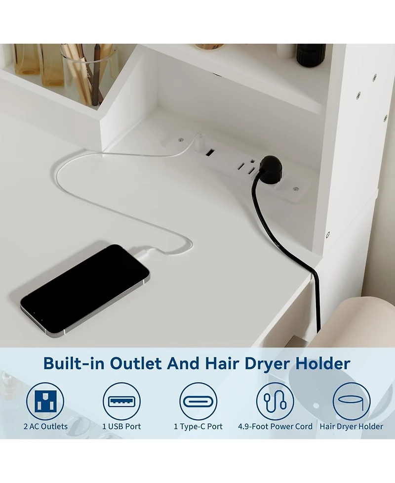 Gaomon Vanity Desk Mirror and Lights Makeup Vanity for Bedrooms, Apartments, Easy to Assemble