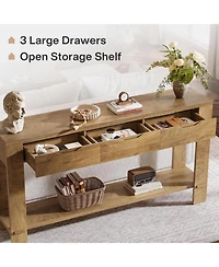 Tribesigns Console Table with 3 Drawers, 67-Inch Long Sofa Table Behind The Couch with Storage Shelf, Narrow Farmhouse Entryway Furniture