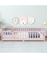 Streamdale Furniture Twin Floor Bed with Fence & Door