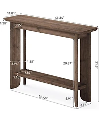 Tribesigns 41.3 Inches Sofa Table, Solid Wood 2-Tier Console Table for Living Room, Modern Sofa Table Behind Couch, Hallway Foyer Table, Walnut