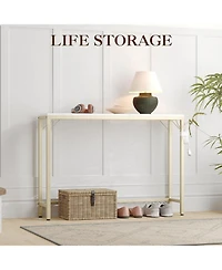 gaomon 39.4" Industrial Console Table with Usb Ports & Power Outlets - Versatile Entryway Table for Living Room, Hallway, Easy Assembly