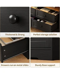 gaomon 6 Drawer Dresser for Bedroom with Power Outlets & Led Light, Slim Wooden Chest of Drawers Open Shelf