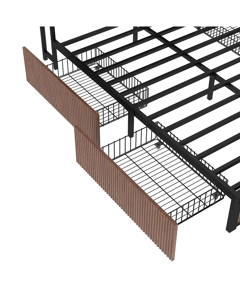 Streamdale Furniture Large Wooden Platform Bed Frame with Storage & Socket