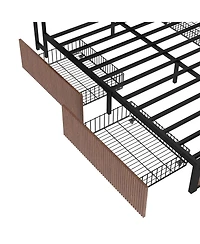 Streamdale Furniture Large Wooden Platform Bed Frame with Storage & Socket