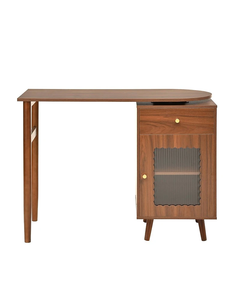 Streamdale Computer Desk with Rotating Desktop, Storage Drawer & Cabinets