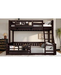 Streamdale Furniture Streamdale Twin Xl over Queen Bunk Bed with Ladder, Guardrails, Pegboard & Bookshelf, Espresso