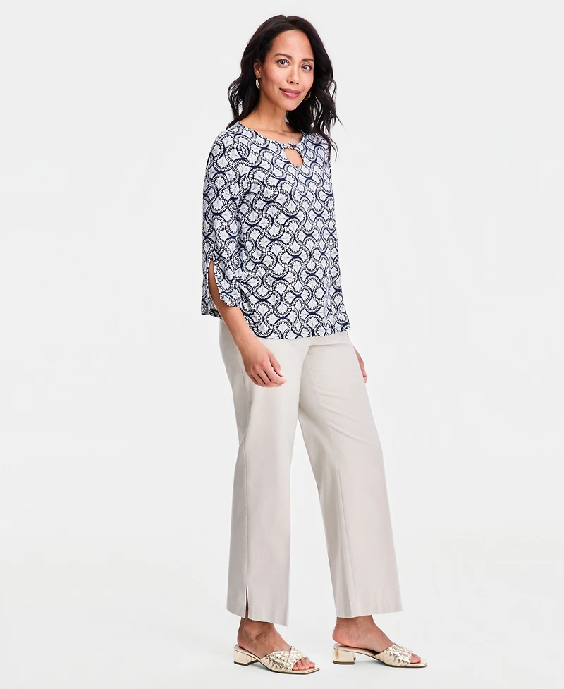 Jm Collection Women's Printed Keyhole-Neck Split-Sleeve Top, Macy's Exclusive