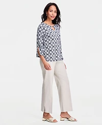 Jm Collection Women's Printed Keyhole-Neck Split-Sleeve Top, Macy's Exclusive